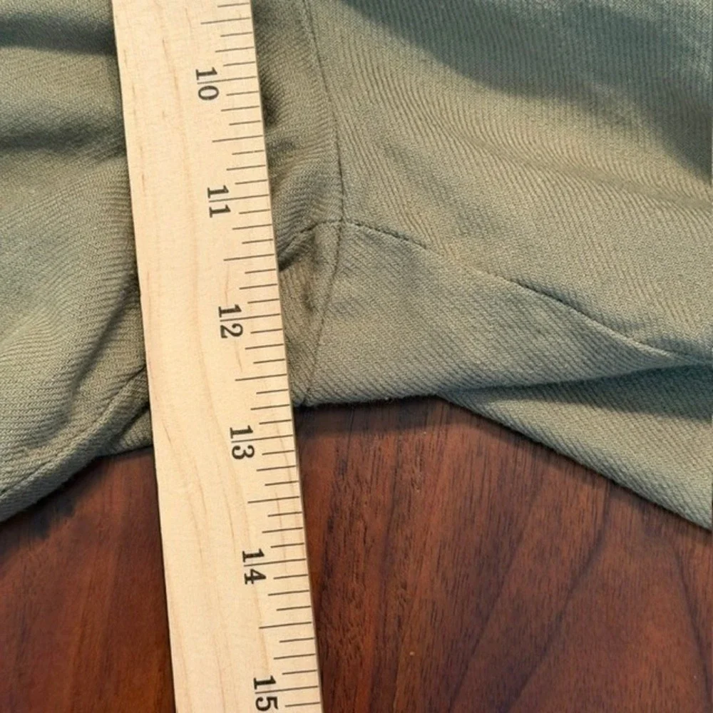 H&M Olive Green Linen Blend High Rise Tapered Crop Pants Womens Size 10 Trousers
